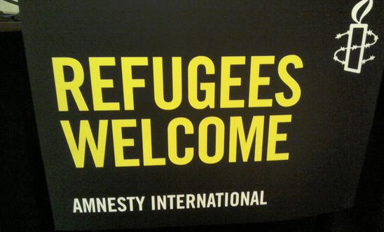 Refugees welcome Amnesty banner Refugees welcome Amnesty banner